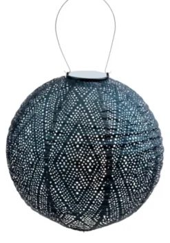 Outdoor Lighting-Kirkland's Home Led Round Dark Outdoor Hanging Lantern Blue