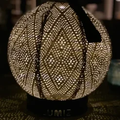 Outdoor Lighting-Kirkland's Home Led Round Light Taupe Outdoor Hanging Lantern Gray