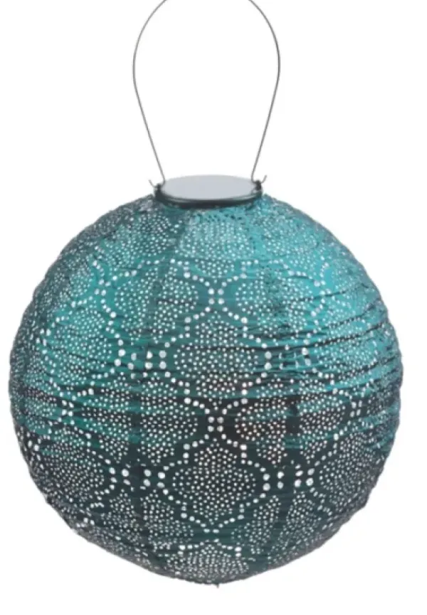 Outdoor Lighting-Kirkland's Home Led Round Sea Outdoor Hanging Lantern Blue
