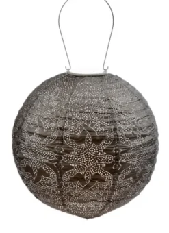 Outdoor Lighting-Kirkland's Home Led Round Taupe Outdoor Hanging Lantern Gray