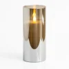 Flameless Candles-Kirkland's Home Led Soft Flame Glass Pillar Candle, 3X7 In. Gray