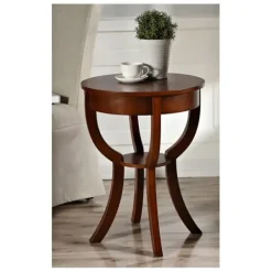 Accent & End Tables-Kirkland's Home Leila Round Cherry Accent Table Brown