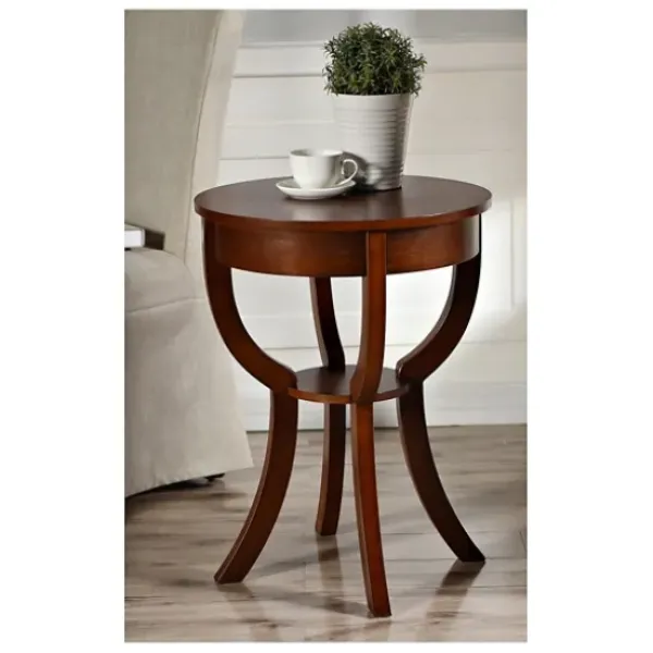 Accent & End Tables-Kirkland's Home Leila Round Cherry Accent Table Brown