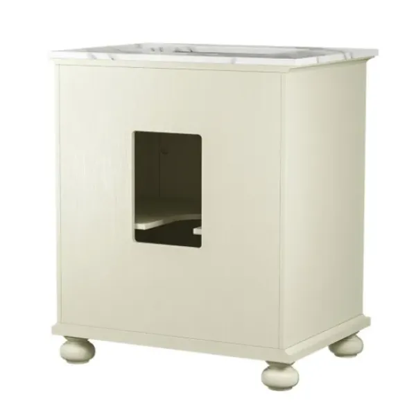 Bathroom Furniture-Kirkland's Home Leonhard Marble Sink Vanity Ivory