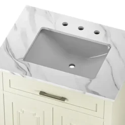 Bathroom Furniture-Kirkland's Home Leonhard Marble Sink Vanity Ivory