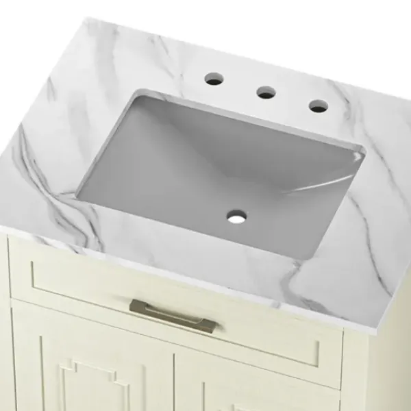 Bathroom Furniture-Kirkland's Home Leonhard Marble Sink Vanity Ivory