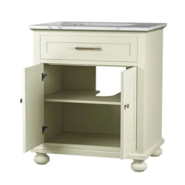 Bathroom Furniture-Kirkland's Home Leonhard Marble Sink Vanity Ivory