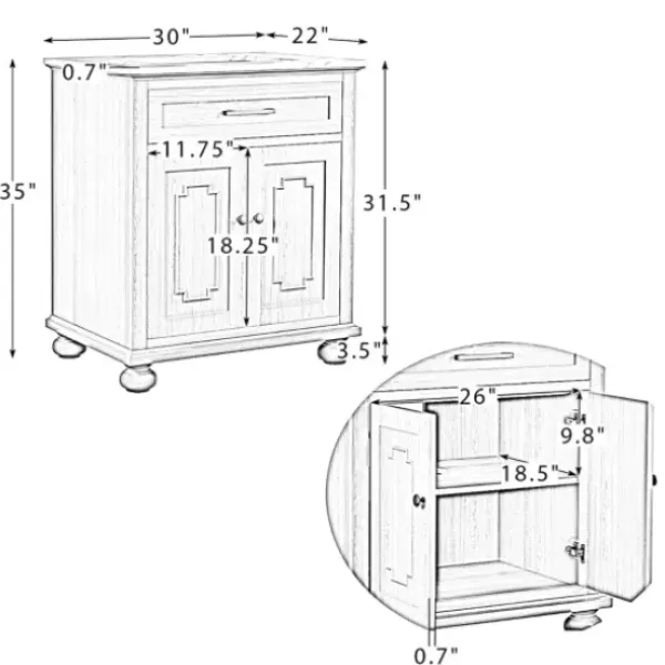 Bathroom Furniture-Kirkland's Home Leonhard Marble Sink Vanity Ivory