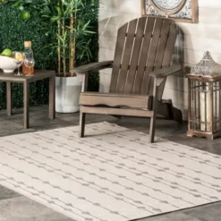 Outdoor Rugs-Kirkland's Home Leopard Border Outdoor Area Rug, 5X7 Gray