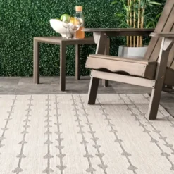 Outdoor Rugs-Kirkland's Home Leopard Border Outdoor Area Rug, 5X7 Gray