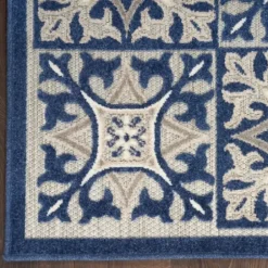 Outdoor Rugs-Kirkland's Home Leslie Green Floral Trellis Outdoor Rug, 5X8 Green/White