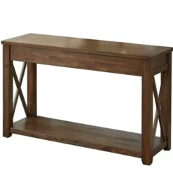 Console Tables-Kirkland's Home Leyton X-Bar Side Panel Console Table