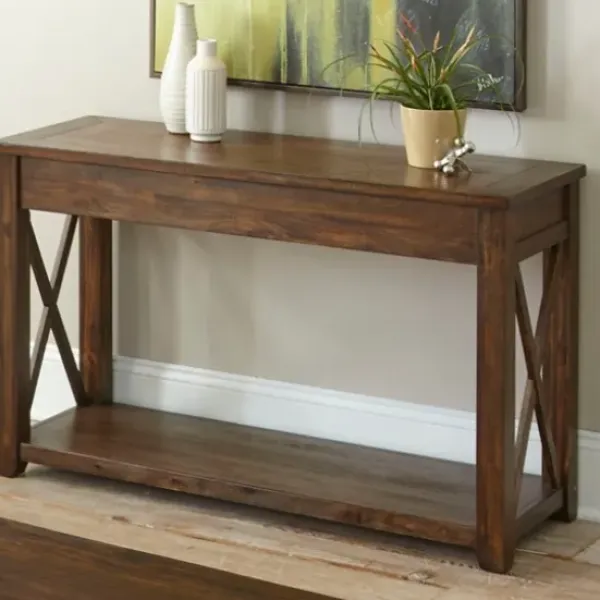 Console Tables-Kirkland's Home Leyton X-Bar Side Panel Console Table