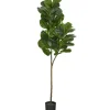 Trees & Topiaries-Kirkland's Home Lifelike Fiddle Leaf Fig In Black Planter, 4.5 Ft.