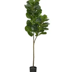 Trees & Topiaries-Kirkland's Home Lifelike Fiddle Leaf Fig In Black Planter, 4.5 Ft.