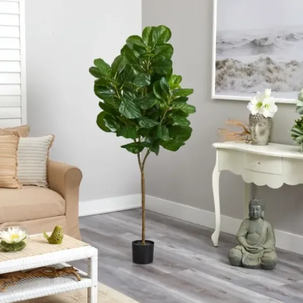 Trees & Topiaries-Kirkland's Home Lifelike Fiddle Leaf Fig In Nursery Planter, 6 Ft.