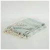 Blankets & Throws-Kirkland's Home Light Blue And Ivory Striped Cotton Throw Blue/Ivory