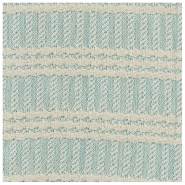 Blankets & Throws-Kirkland's Home Light Blue And Ivory Striped Cotton Throw Blue/Ivory