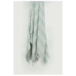 Blankets & Throws-Kirkland's Home Light Blue And Ivory Striped Cotton Throw Blue/Ivory
