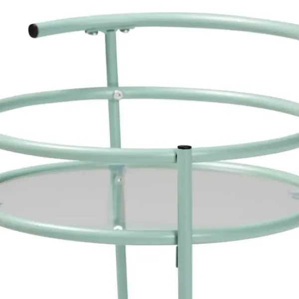 Kitchen Islands & Bar Carts-Kirkland's Home Light Blue Round Metal Bar Cart