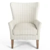 Accent Chairs-Kirkland's Home Light Blue Stripe Wingback Accent Chair White/Blue