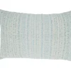 Pillows-Kirkland's Home Light Blue Woven Line Lumbar Throw Pillow Blue/White