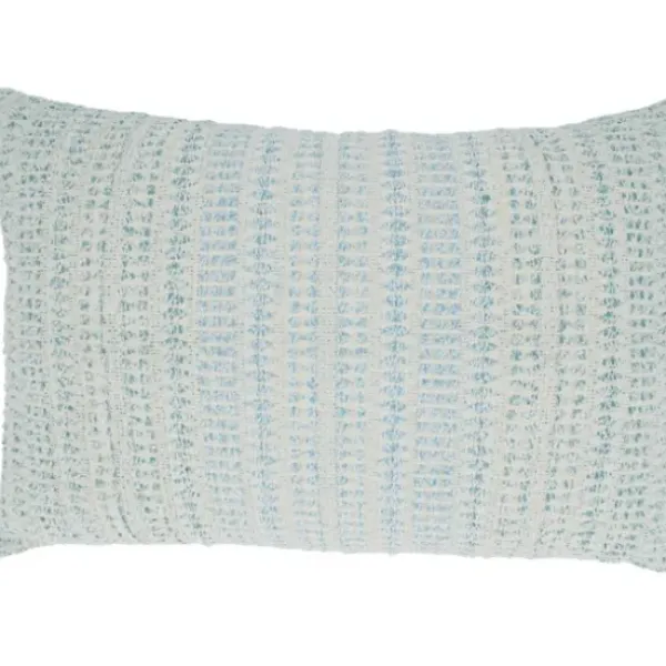 Pillows-Kirkland's Home Light Blue Woven Line Lumbar Throw Pillow Blue/White