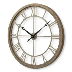 Clocks-Kirkland's Home Light Brown Carved Wooden Clock