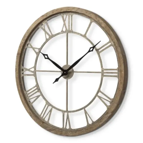 Clocks-Kirkland's Home Light Brown Carved Wooden Clock