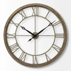 Clocks-Kirkland's Home Light Brown Carved Wooden Clock