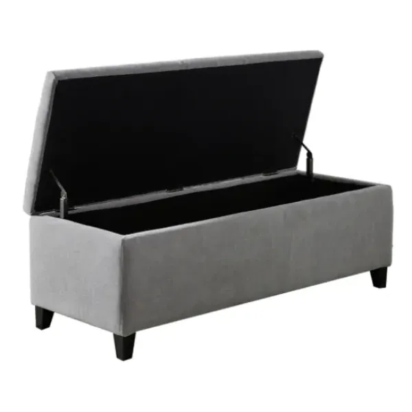 Benches & Ottomans-Kirkland's Home Light Button Tufted Storage Bench Gray