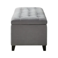 Benches & Ottomans-Kirkland's Home Light Button Tufted Storage Bench Gray