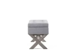 Benches & Ottomans-Kirkland's Home Light Button Tufted Storage Cross Leg Bench Gray