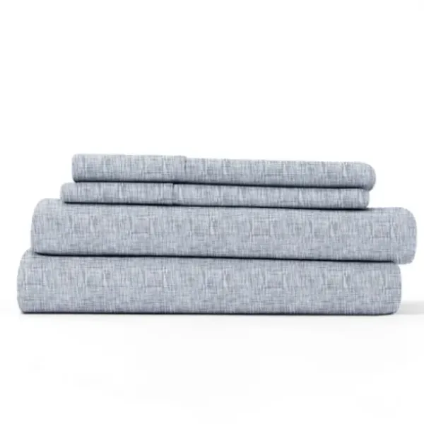 Bed Sheets-Kirkland's Home Light Chambray 4-Pc. Full Bed Sheet Set Blue