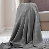 Blankets & Throws-Kirkland's Home Light Checkered Weave Fringe Throw Gray