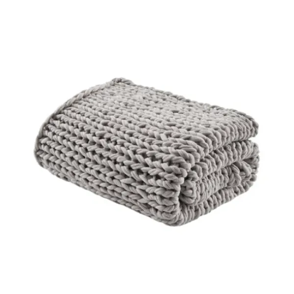 Blankets & Throws-Kirkland's Home Light Chunky Double Knit Cozy Throw Gray