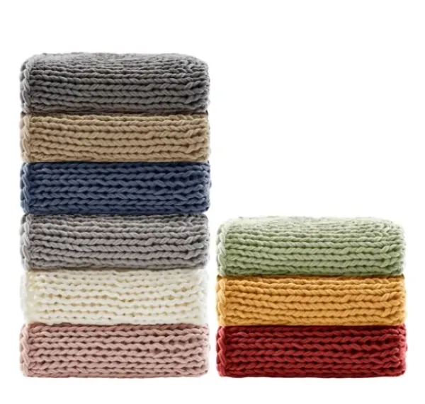 Blankets & Throws-Kirkland's Home Light Chunky Double Knit Cozy Throw Gray