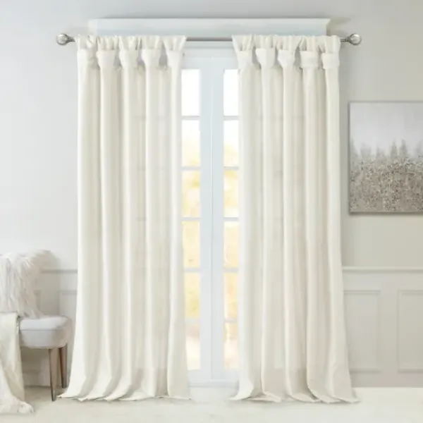 Curtains & Drapes-Kirkland's Home Light Curtain Panel Set With Overlay, 108 In. Gray