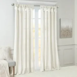 Curtains & Drapes-Kirkland's Home Light Curtain Panel Set With Overlay, 108 In. Gray