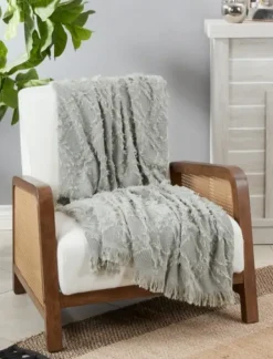 Blankets & Throws-Kirkland's Home Light Diamond Pattern Throw Blanket Blue