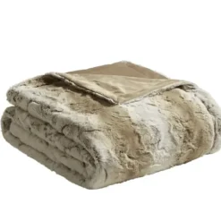 Blankets & Throws-Kirkland's Home Light Faux Fur Oversized Throw Blanket Brown