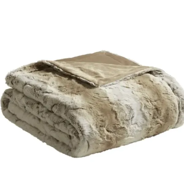 Blankets & Throws-Kirkland's Home Light Faux Fur Oversized Throw Blanket Brown