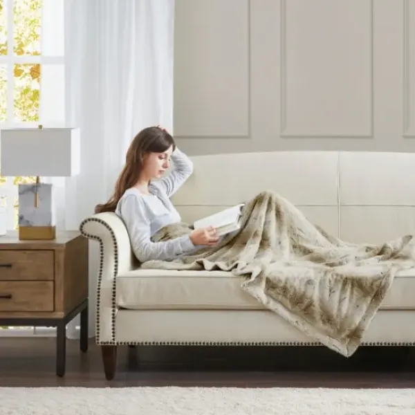 Blankets & Throws-Kirkland's Home Light Faux Fur Oversized Throw Blanket Brown