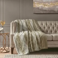 Blankets & Throws-Kirkland's Home Light Faux Fur Oversized Throw Blanket Brown