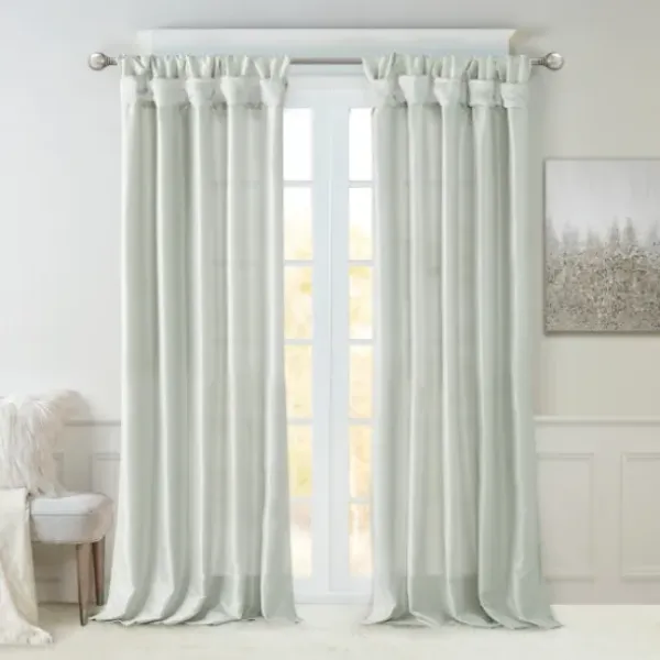 Curtains & Drapes-Kirkland's Home Light Faux Linen Curtain Panel Set, 84 In. Blue