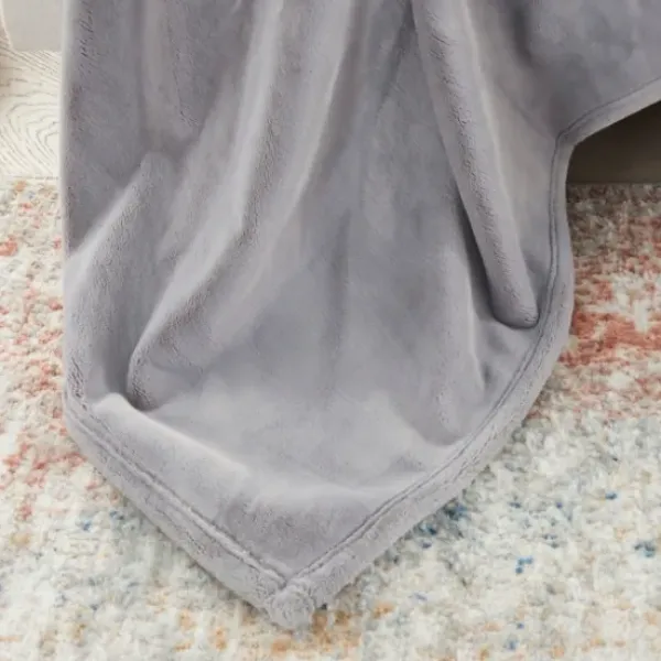 Blankets & Throws-Kirkland's Home Light Faux Sheared Mink Throw Gray