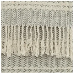 Blankets & Throws-Kirkland's Home Light Gray And Ivory Striped Cotton Throw Gray/Ivory