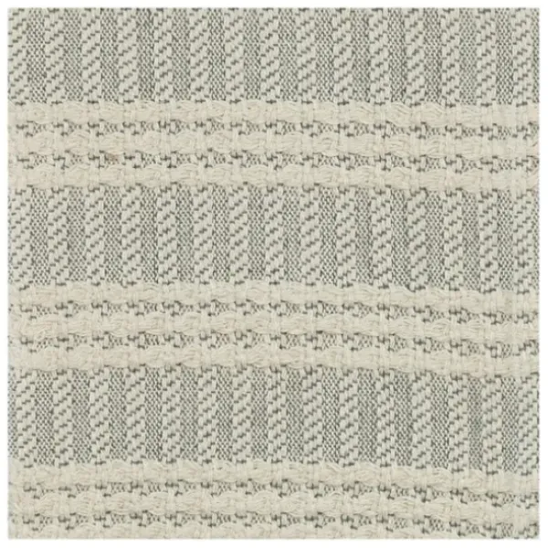 Blankets & Throws-Kirkland's Home Light Gray And Ivory Striped Cotton Throw Gray/Ivory