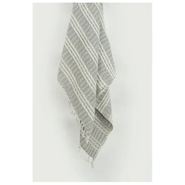Blankets & Throws-Kirkland's Home Light Gray And Ivory Striped Cotton Throw Gray/Ivory
