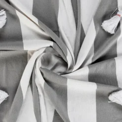 Blankets & Throws-Kirkland's Home Light Gray Cabana Stripe Tassel Throw Gray/White